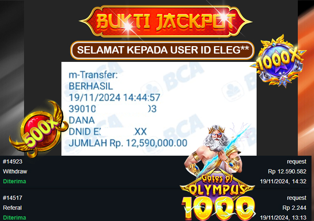 Selamat Kepada ID ELEG** JP 12.590.000