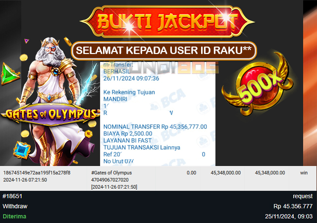 Selamat Kepada ID Raku** JP 45jt LUNAS