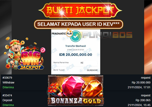 Selamat Kepada Akun KEV*** JP 20jt