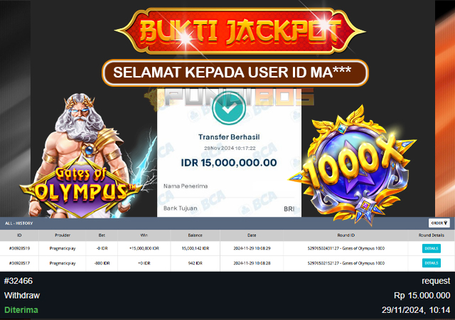 Selamat Kepada ID SUS*** Berhasil JP di pundi805