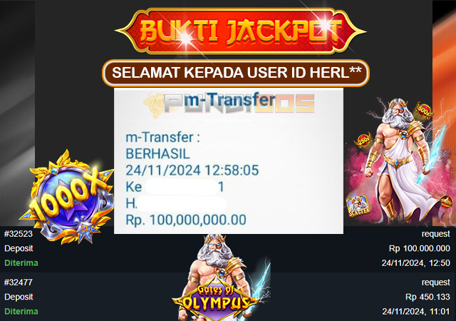 Selamat Kepada ID HERL** JP 100jt