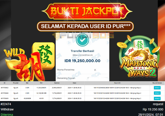 Selamat Kepada ID PUR*** JP 19jt LUNAS