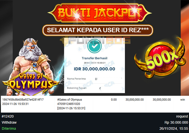 Selamat Kepada ID REZ*** JP 30jt LUNAS