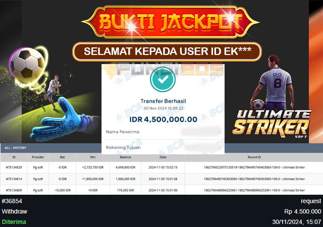 Selamat Kepada ID EK*** Berhasil JP 4.5jt