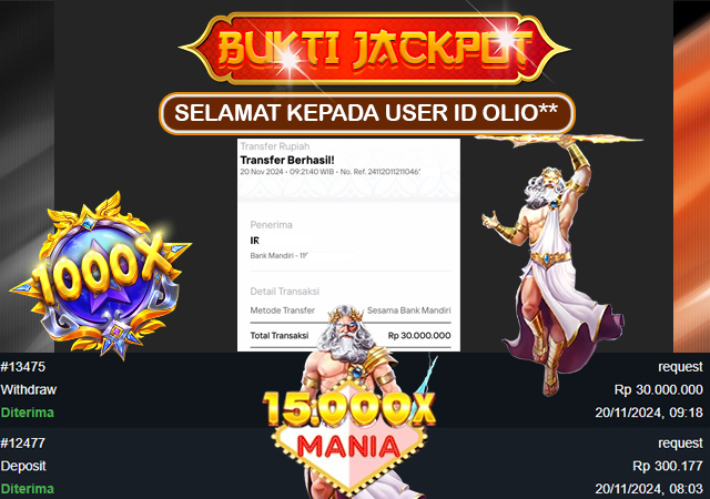 Selamat LKepada ID OLIO** JP 30juta