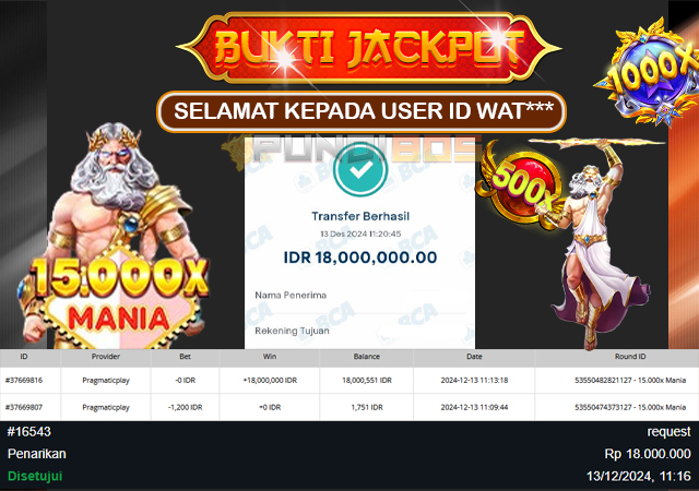 Selamat Kepada ID WAT*** Berhasil JP 18jt