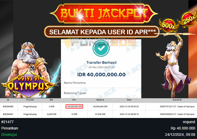 Selamat Kepada ID APR*** Berhasil JP 40JT