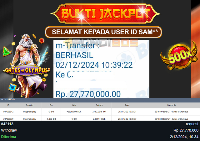 Selamat Kepada ID SAM** Berhasil MAXWIN 25jt