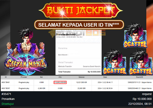 Selamat Kepada ID TIN*** Berhasil JP 10jt