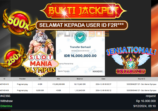 Selamat Kepada ID F2R*** JP 16JT