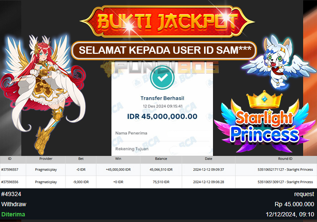 Selamat Kepada ID SAM*** Berhasil mendapatkan jackpot