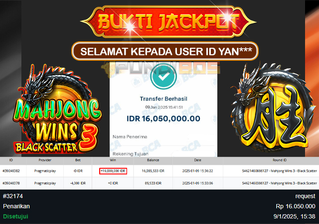 Selamat Kepada ID YAN*** Berhasil JP 16jt